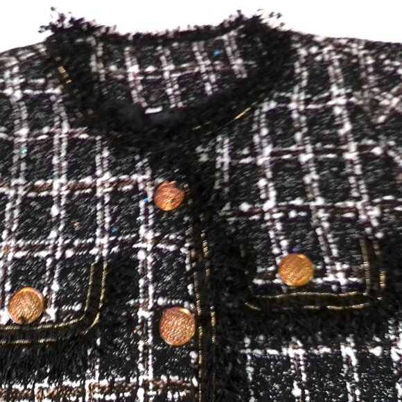 Woman's Jacket Plaid Tweed XXL black classic elegant - Picture 6 of 11